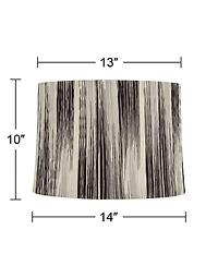 Springcrest Esbjerg 13" Top x 14" Bottom x 10" High x 10" Slant Print Lamp Shade Replacement Drum Monochrome Washer Harp Finial
