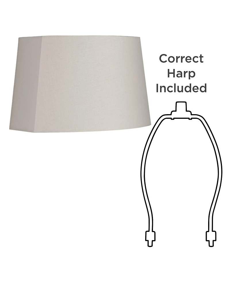 Springcrest Set of 2 Oval Lamp Shades Medium 12.5" Wide x 10" Deep at Top 15" Wide x11" Deep at Bottom 10" High Spider Harp Finial