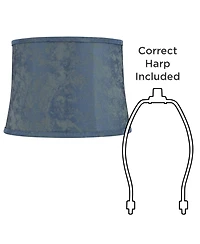 Springcrest Nagano 14" Top x 16" Bottom x 11 1/2" High x 11 1/2" Slant Print Lamp Shade Blue Drum Softback Washer Harp Finial