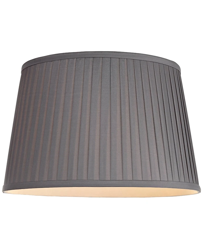 Springcrest 14" Top x 17" Bottom x 11" High x 11" Slant Lamp Shade Replacement Large Slate Empire Pleated Spider Harp Finial