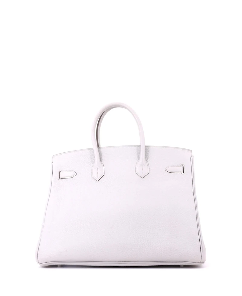 Pre-Owned HERMES Birkin 35 Handbag Grey Clemence with Palladium Hardware