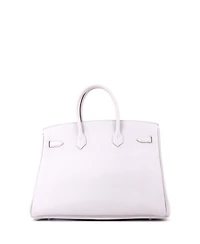 Pre-Owned HERMES Birkin 35 Handbag Grey Clemence with Palladium Hardware