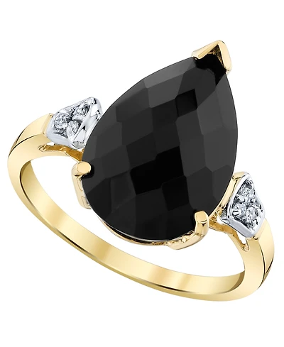Macy's Onyx (5-1/5 ct. t.w.) and Diamond Accent Ring in 14k Yellow Gold