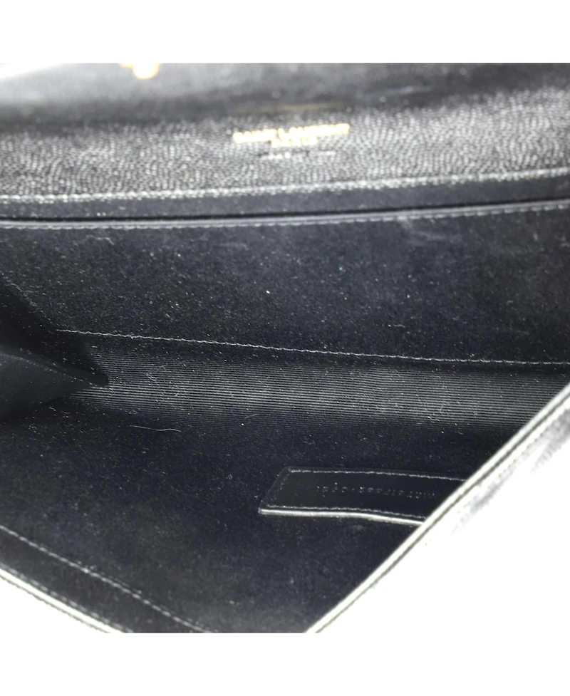 Pre-Owned Saint Laurent Classic Monogram Envelope Wristlet Clutch Matelasse Chevron Leather