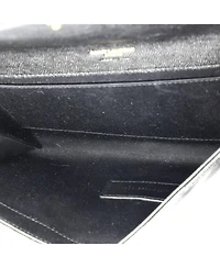 Pre-Owned Saint Laurent Classic Monogram Envelope Wristlet Clutch Matelasse Chevron Leather