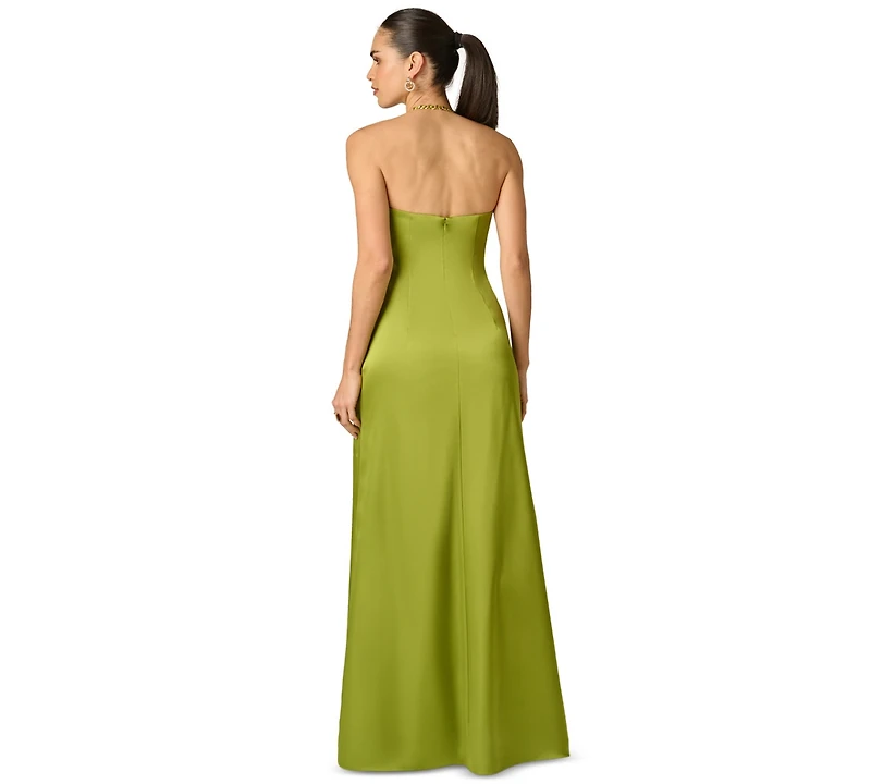 Adrianna Women's V-Neck Satin Long Dress