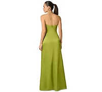Adrianna Women's V-Neck Satin Long Dress