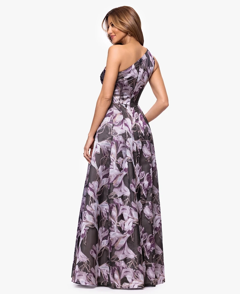 Xscape Petite One-Shoulder Sleeveless Gown