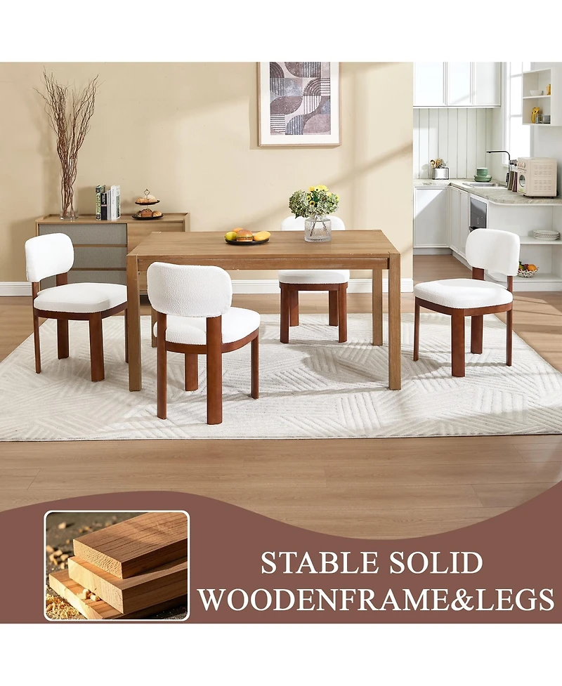 Boyel Living Farmhouse Wooden Dining Chairs Set of 2 Modern Fabric Upholstered Armless Side Chairs