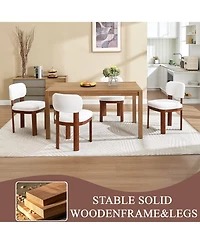 Boyel Living Farmhouse Wooden Dining Chairs Set of 2 Modern Fabric Upholstered Armless Side Chairs