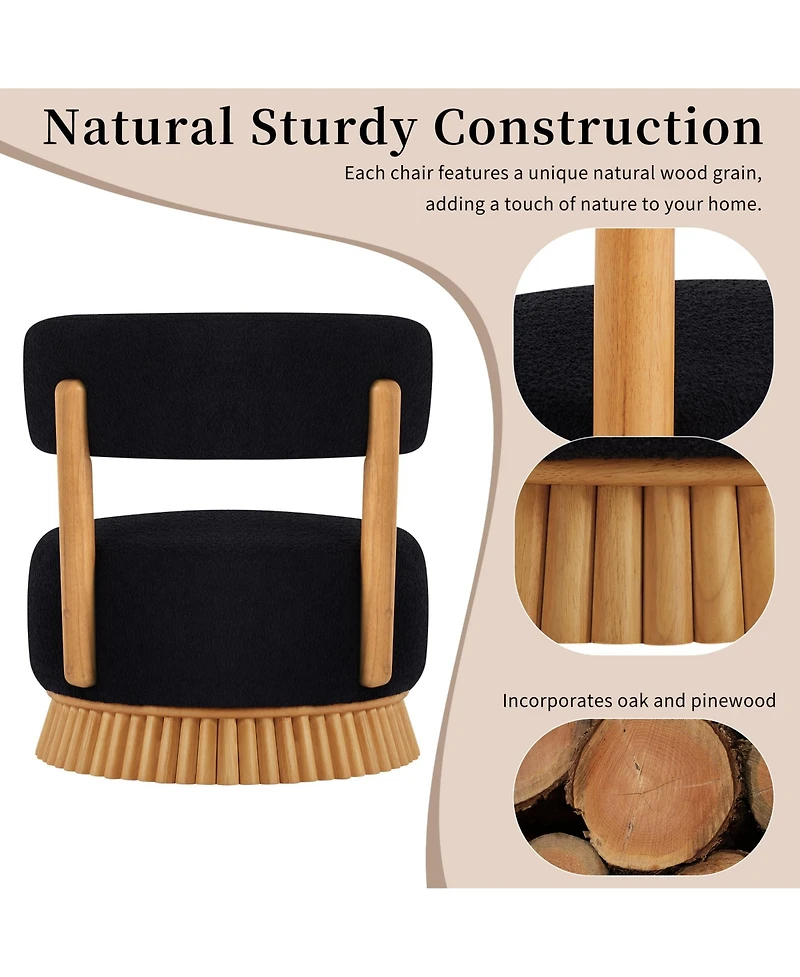 Rainsken Modern Farmhouse Accent Chair - Wooden Base Featuring Thatched Roof Rod Design, Cozy Upholstered Chair for Living Room or Bedroom