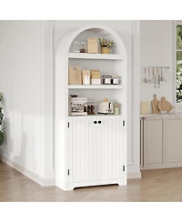 gaomon 72" Tall Arched 5-Tier Bookshelf Cabinet with Double Doors and Adjustable Shelf, Wooden Bookcase