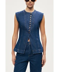 Nocturne Women's Button-Front Denim Vest