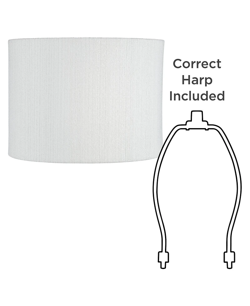 Springcrest Set of 2 Drum Lamp Shades Weave Medium 15" Top x 15" Bottom x 11" High Spider Replacement Harp Finial Fitting