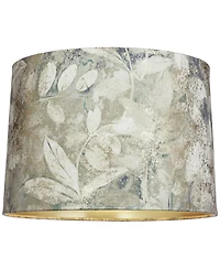 Springcrest Slant Print Lamp Shade Replacement Drum Velvet Leaves Spider Harp Finial