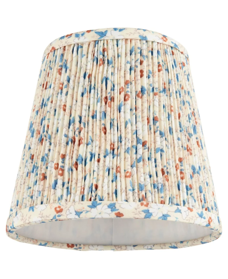 Springcrest 4" Top x 6" Bottom x 5 1/2" High x 5 1/2" Slant Print Lamp Shade Replacement Set of 6 Leaf Pleated Clip On