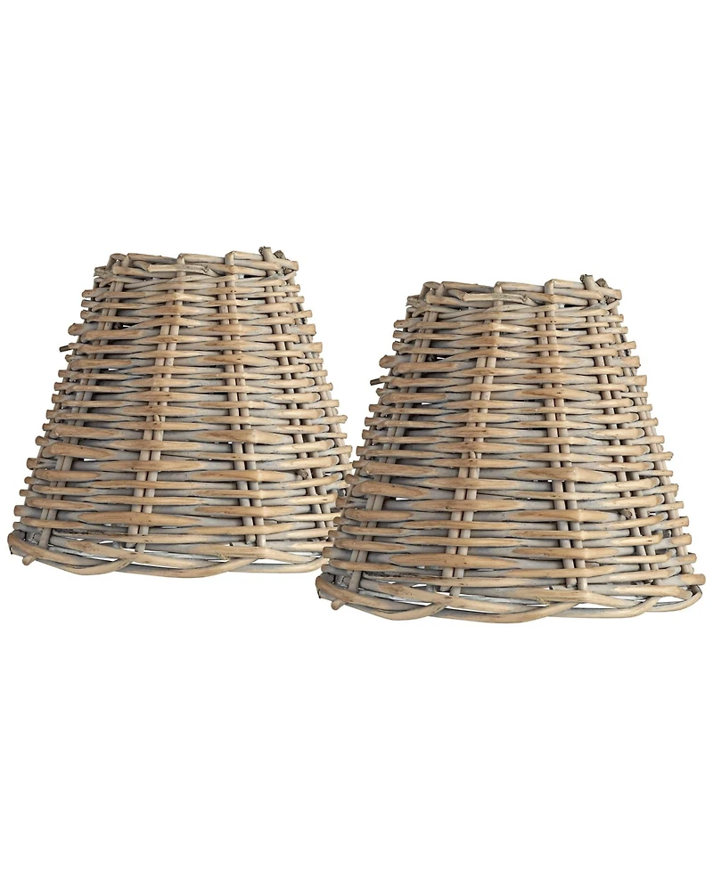 Springcrest Lamp Shade Replacement Set of 2 Small Wicker Weave Clip On Candelabra