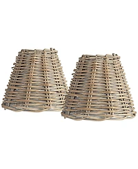 Springcrest Lamp Shade Replacement Set of 2 Small Wicker Weave Clip On Candelabra