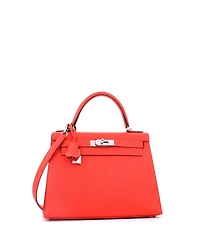 Pre-Owned HERMES Kelly 28 Handbag Orange Epsom with Palladium Hardware