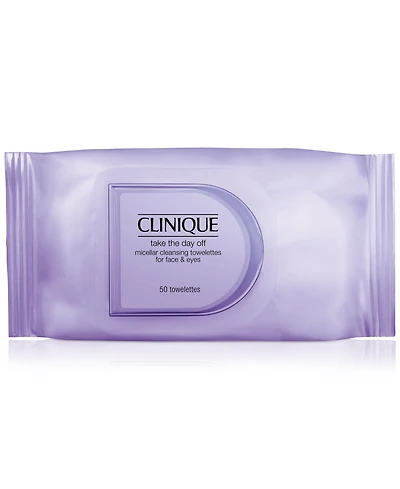 Clinique Take The Day Off Micellar Cleansing Towelettes for Face & Eyes Makeup Remover, 50 Towelettes