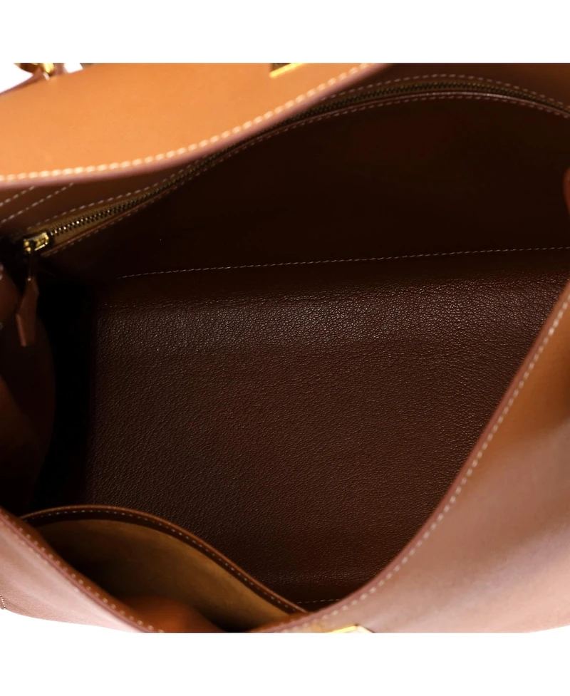 Pre-Owned HERMES Kelly 32 Handbag Brown Courchevel with Gold Hardware