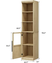 gaomon Tall Narrow Entryway Storage Cabinet with Glass Door and Open Shelves – Freestanding Organizer for Bathroom, Laundry, Kitchen