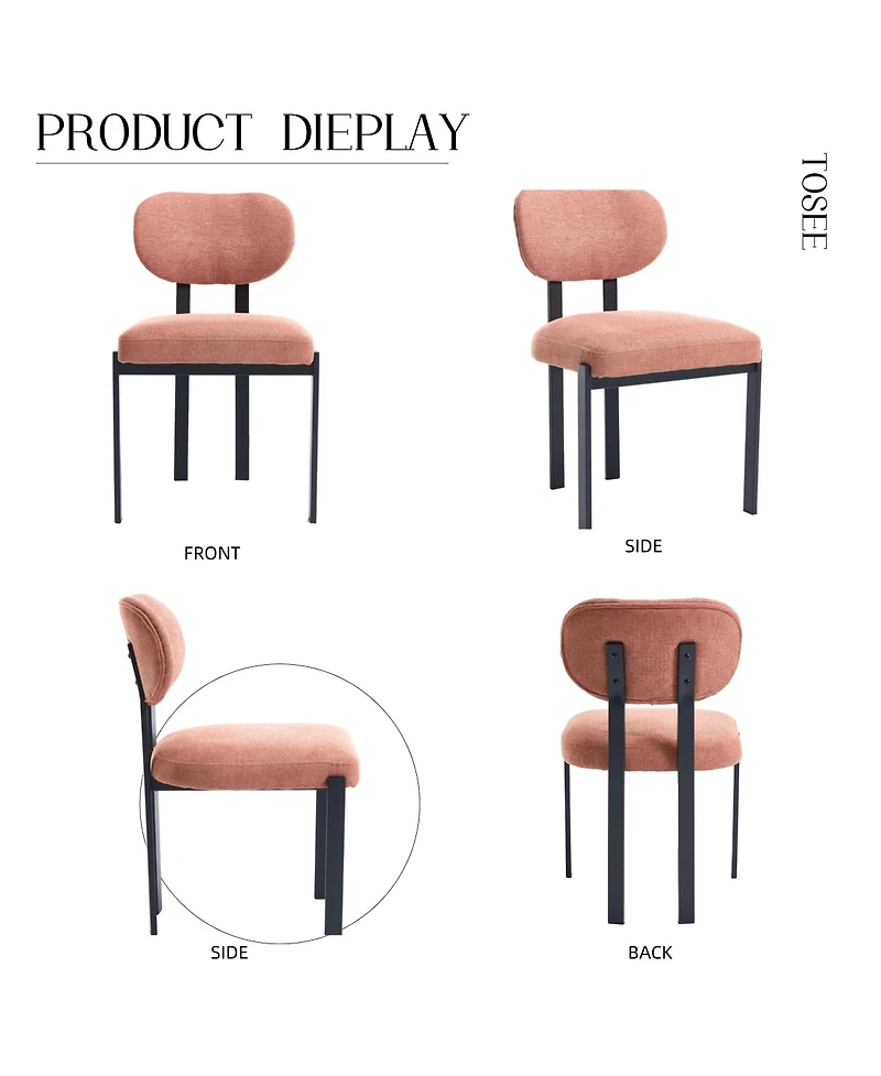 Boyel Living Modern Dining Room Chairs Set of 2 Mid Century Upholstered Boucle Kitchen Metal Legs