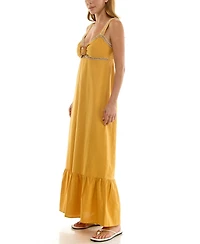 Planet Gold Juniors' Tiered Buckle Trim Maxi Dress