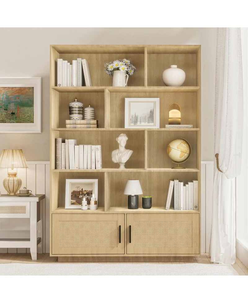 gaomon Tall Industrial Bookshelf with Open Display Shelves