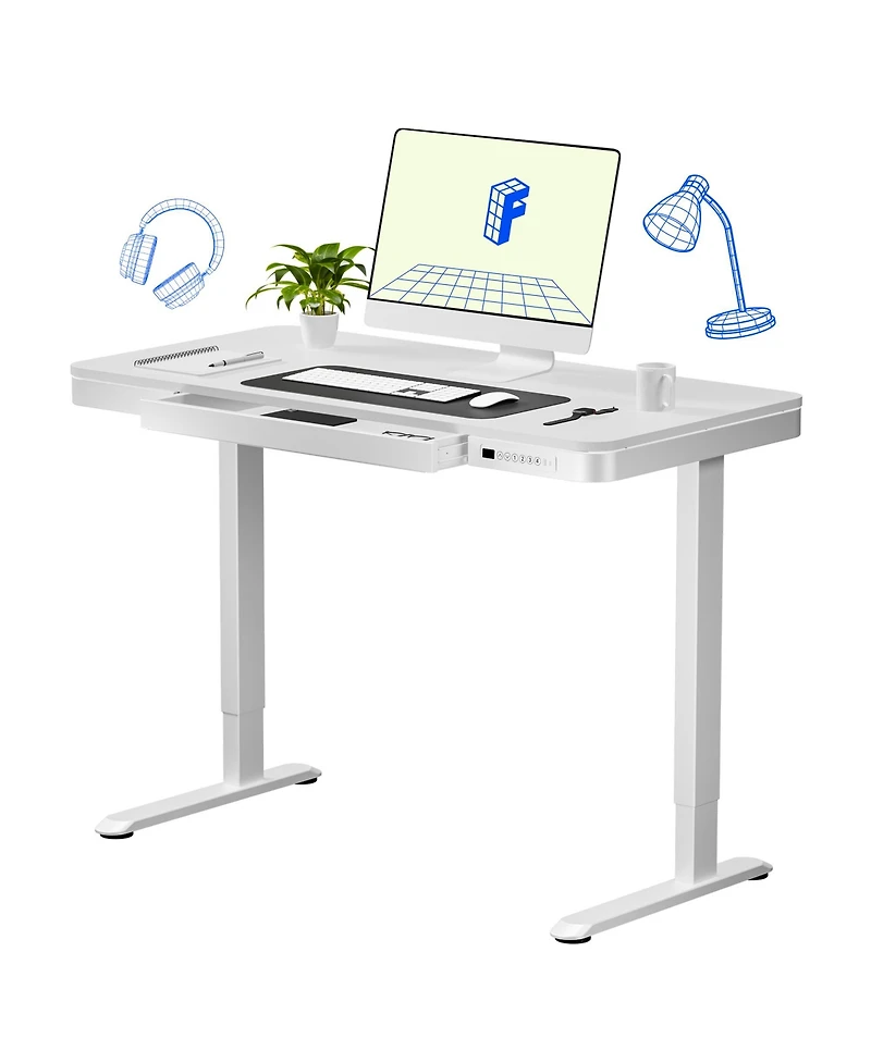 FlexiSpot EW2 48"x24" Electric Height-Adjustable Desk with Spacious Drawer - Quick Install