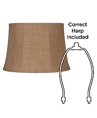 Springcrest Set of 2 Softback Drum Lamp Shades Medium 13" Top x 16" Bottom x 11" Slant Spider Harp Finial Fitting