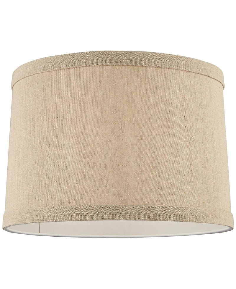 Springcrest Set of 2 Drum Lamp Shades Taupe Medium 15" Top x 16" Bottom x 11" High Spider with Replacement Harp and Finial Fitting