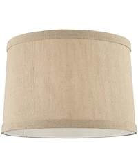 Springcrest Set of 2 Drum Lamp Shades Taupe Medium 15" Top x 16" Bottom x 11" High Spider with Replacement Harp and Finial Fitting