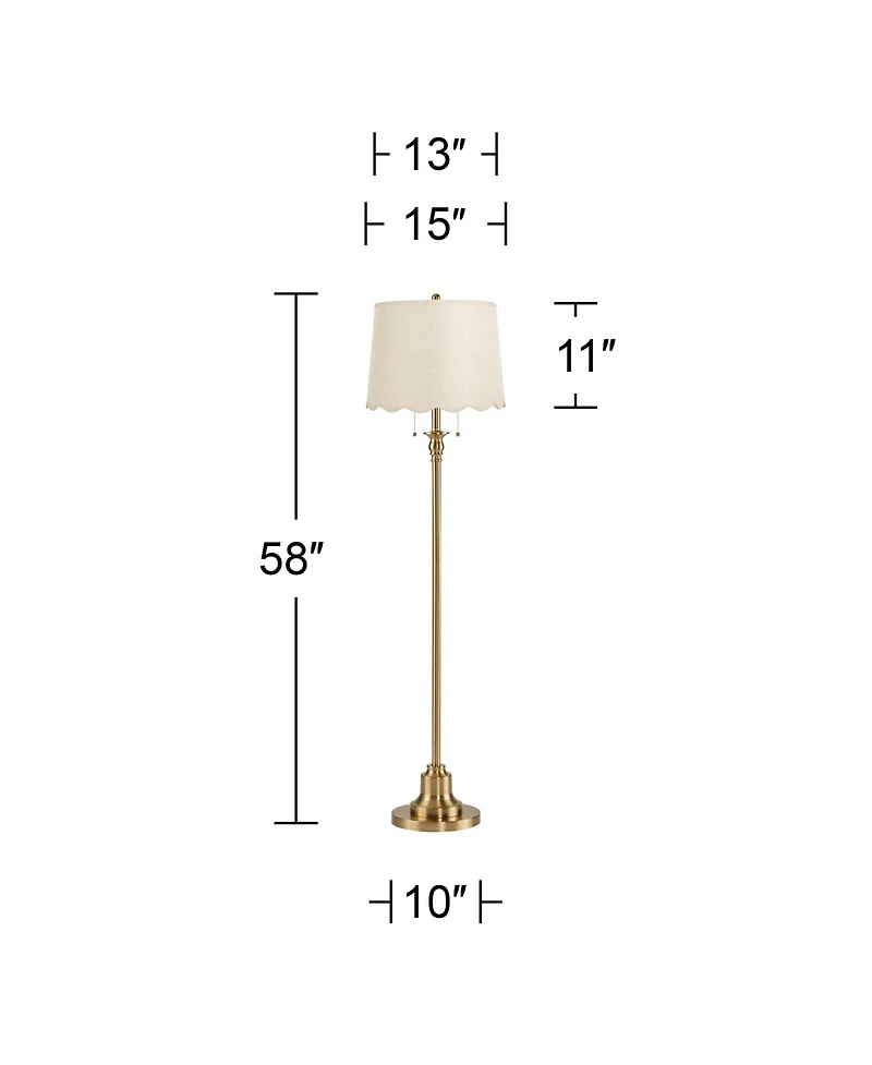 360 Lighting Dyna Antique Brass Floor Lamp with Scallop Shade