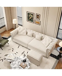 Streamdale Furniture Chesterfield Pull-Out Sofa Bed, Convertible Sleeper, King Size, Chaise, Velvet
