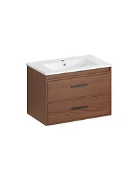 Busdays 30 Inch Reddish Wall Mounted Bathroom Vanity with Soft Close 2 Drawers