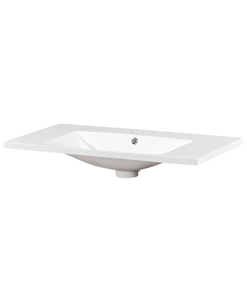 Sillysis 36-Inch Resin Bathroom Sink Vanity Top, Basin with 3 Faucet Holes, Scratch and Stain Resistant for Modern Bath.