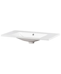 Sillysis 36-Inch Resin Bathroom Sink Vanity Top, Basin with 3 Faucet Holes, Scratch and Stain Resistant for Modern Bath.