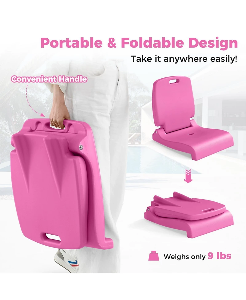 Gouun Foldable Pool Chair with Built-in Handle and Backrest Support