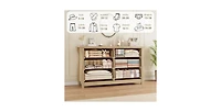 gaomon 6 Drawer Dresser for Bedroom, Wide Modern Wood Chest with Ring Pull Handles