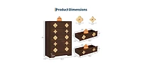 gaomon 5 Drawer Tall Dresser for Bedroom, Boho Chest of Drawers, Wooden Chest with Clothes Storage Cabinet