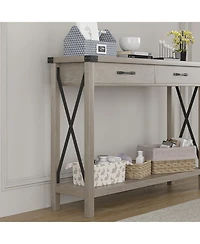 gaomon 31" Industrial Console Table with Drawers and Open Shelf