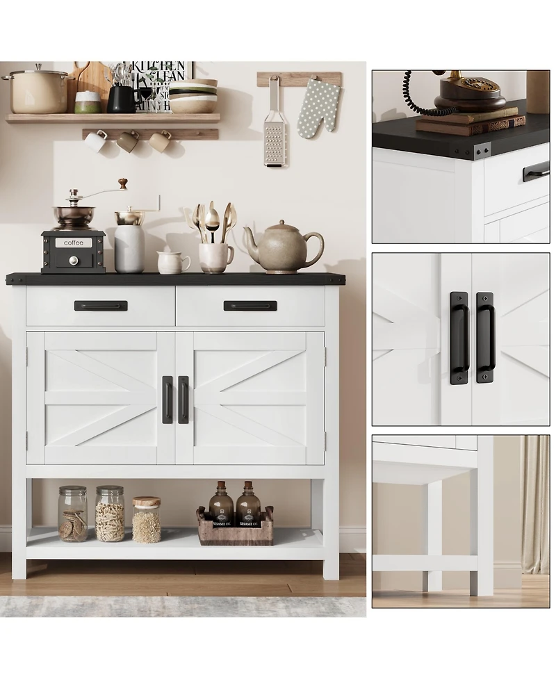 gaomon Modern Farmhouse Coffee Bar Cabinet with Drawers and Shelf
