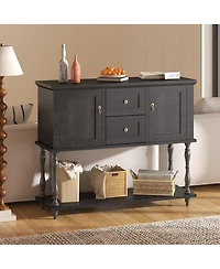 gaomon 42" Farmhouse Wooden Console Table with 2 Drawers, 2 Doors and Storage Shelf, Entryway Table and Tv Stand for Living Room