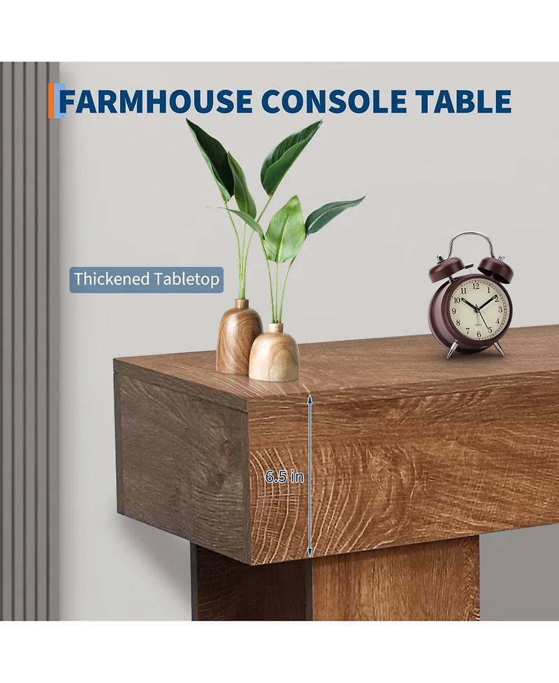 gaomon 63" Wooden Rectangular Console Sofa Table, for Entryway, Living Room, Hallway and Foyer