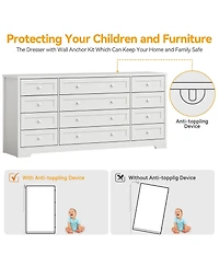 gaomon 12 Drawer Wood Dressers for Bedroom, Wooden Dresser for Living Room, Hallway, Entryway