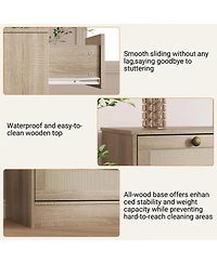 gaomon Wooden Dressers for Bedroom with 12 Rattan Drawers, Wood Dresser for Living Room, Hallway, Entryway