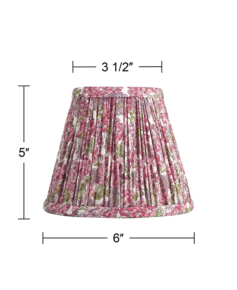 Springcrest Nelle 3 1/2" Top x 6" Bottom x 5" High x 5" Slant Print Lamp Shade Replacement Set of 6 Pleated Clip On Candelabra