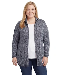 Woman Within Plus Zip Front Shaker Cardigan