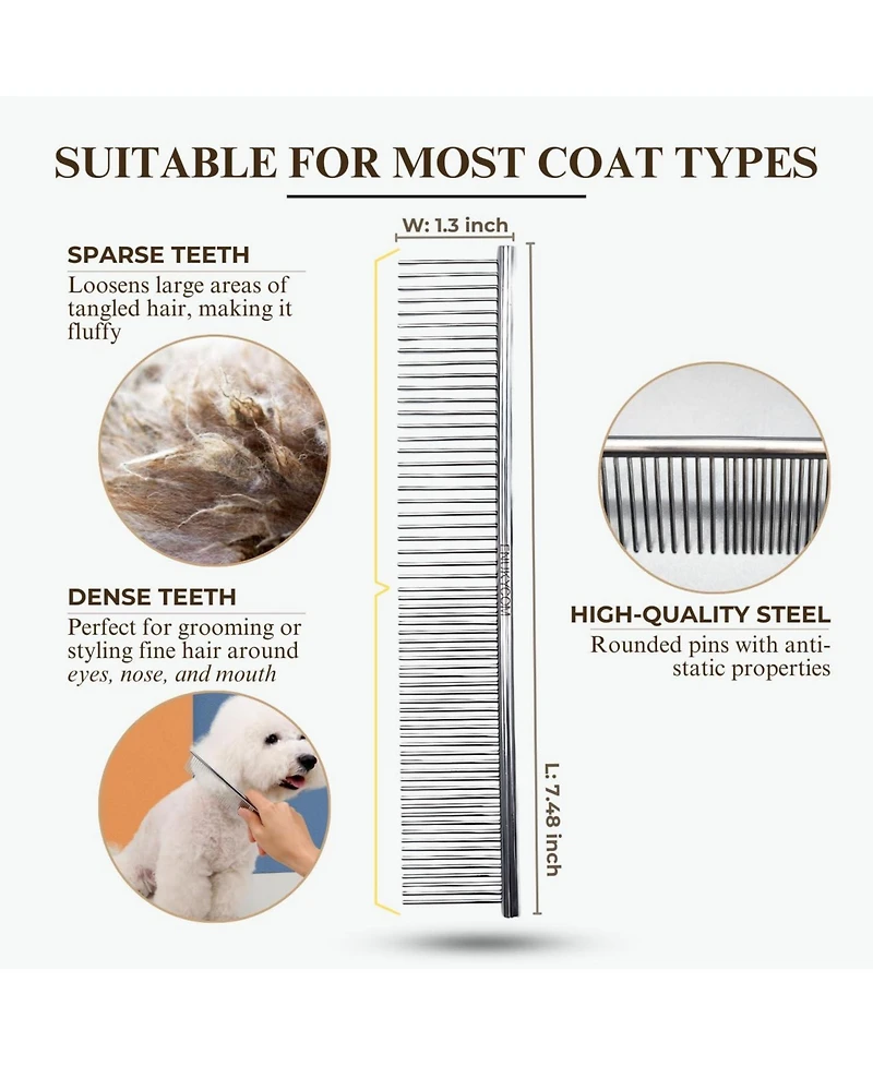 Aronkl Premium Dog Slicker Brush Comb Kit for Dense Long Curly Coats Doodles Poodles Goldendoodles Labradoodles